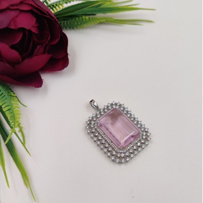 Lustrous Luxuries Pink Color Stone Locket Set